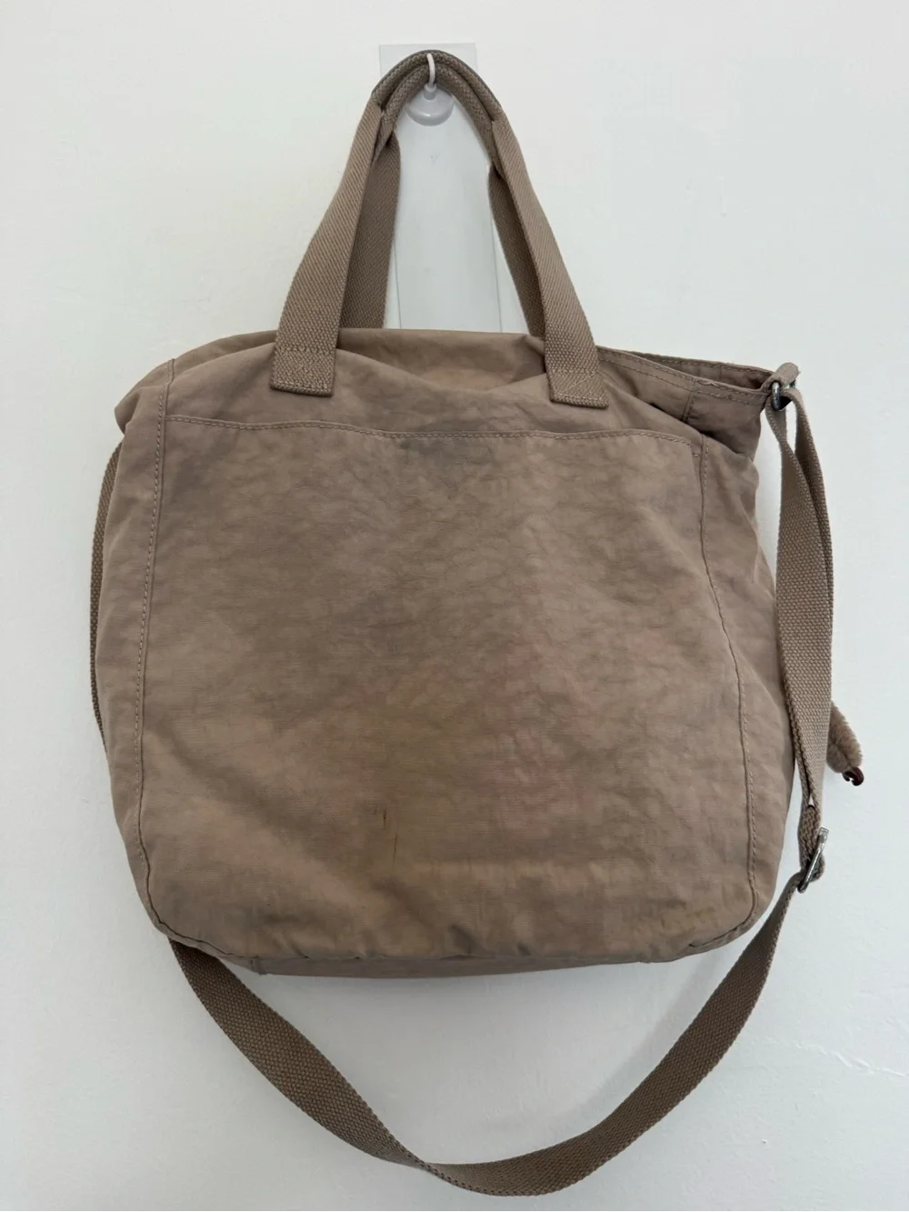 Kipling Joslyn Dune Crossbody Tote Bag Beige Monkey Key Ring